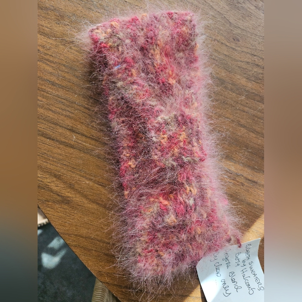 New Vintage ELIZABETH SWEATERS Pink Red Ivory Angora Knit Hand Dyed Headband